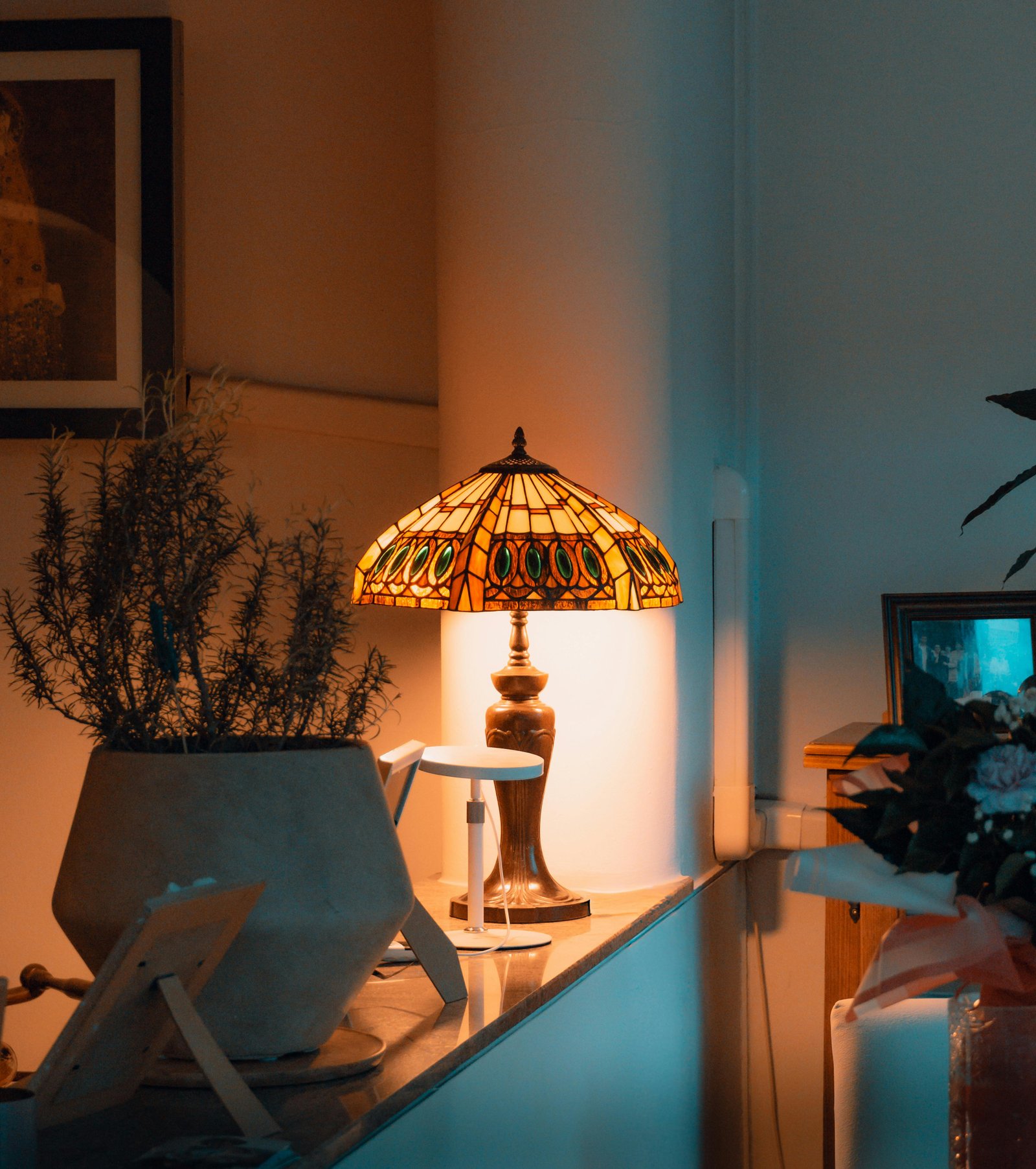 Sunlit living room styled with candles and layered textures